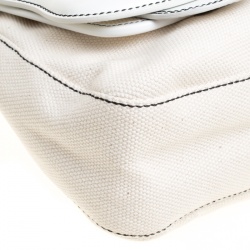 Pre Owned Fendi Beige/White Canvas and Leather B Shoulder Bag