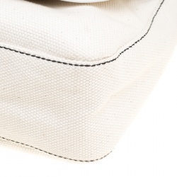 Pre Owned Fendi Beige/White Canvas and Leather B Shoulder Bag