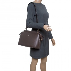 Pre Owned Fendi Brown Leather Dotcom Top Handle Bag