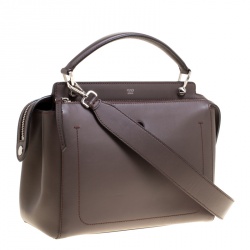 Pre Owned Fendi Brown Leather Dotcom Top Handle Bag