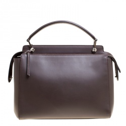 Pre Owned Fendi Brown Leather Dotcom Top Handle Bag