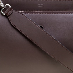 Pre Owned Fendi Brown Leather Dotcom Top Handle Bag