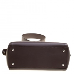 Pre Owned Fendi Brown Leather Dotcom Top Handle Bag