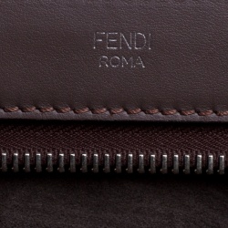 Pre Owned Fendi Brown Leather Dotcom Top Handle Bag