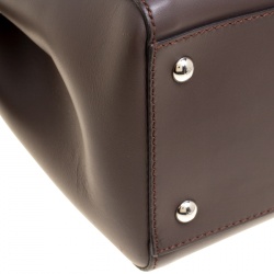 Pre Owned Fendi Brown Leather Dotcom Top Handle Bag