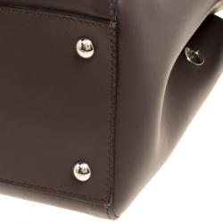 Pre Owned Fendi Brown Leather Dotcom Top Handle Bag