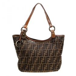 Pre Owned Fendi Tobacco Zucca Canvas and Leather Chef Shopper Tote