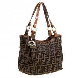 Pre Owned Fendi Tobacco Zucca Canvas and Leather Chef Shopper Tote