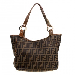 Pre Owned Fendi Tobacco Zucca Canvas and Leather Chef Shopper Tote