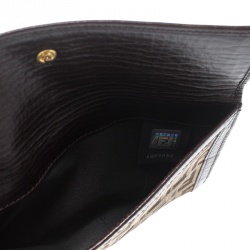 Pre Owned Fendi Brown Zucchino Canvas Forever Continental Wallet
