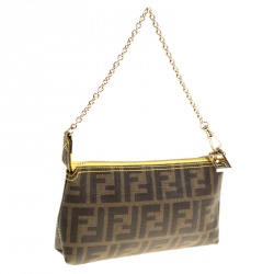 Pre Owned Fendi Tobacco Zucca Coated Canvas Pochette