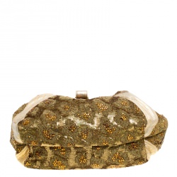 Pre Owned Fendi Gold Leather Beads and Sequin Limited Edition 9/10 Spy Bag
