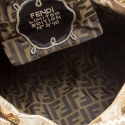 Pre Owned Fendi Gold Leather Beads and Sequin Limited Edition 9/10 Spy Bag