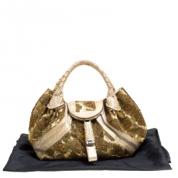 Pre Owned Fendi Gold Leather Beads and Sequin Limited Edition 9/10 Spy Bag