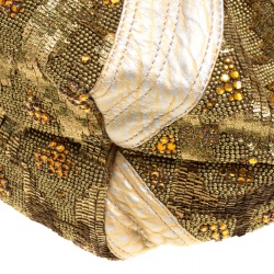 Pre Owned Fendi Gold Leather Beads and Sequin Limited Edition 9/10 Spy Bag