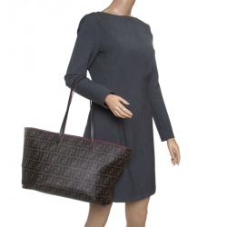 Pre Owned حقيبة يد فندي سبلماتي رول شوبر كانفاس مقوى زوكا توباكو