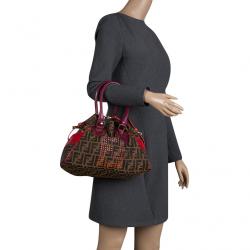 Pre Owned Fendi Multicolor Zucca Canvas and Leather Small Du Jour Tote