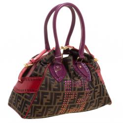 Pre Owned Fendi Multicolor Zucca Canvas and Leather Small Du Jour Tote