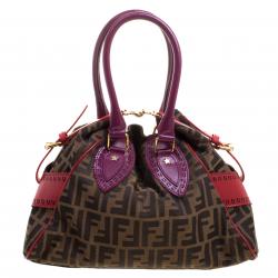 Pre Owned Fendi Multicolor Zucca Canvas and Leather Small Du Jour Tote
