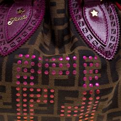 Pre Owned Fendi Multicolor Zucca Canvas and Leather Small Du Jour Tote