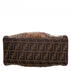 Pre Owned Fendi Multicolor Zucca Canvas and Leather Small Du Jour Tote