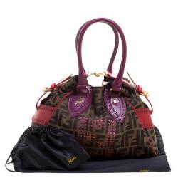 Pre Owned Fendi Multicolor Zucca Canvas and Leather Small Du Jour Tote