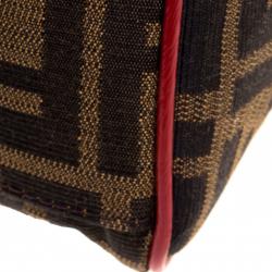 Pre Owned Fendi Multicolor Zucca Canvas and Leather Small Du Jour Tote