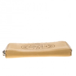 Pre Owned Fendi Tan Selleria Leather Zip Around Wallet