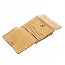 Pre Owned Fendi Tan Selleria Leather Compact Wallet