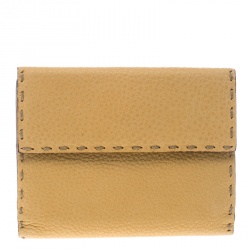 Pre Owned Fendi Tan Selleria Leather Compact Wallet