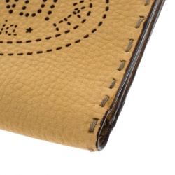 Pre Owned Fendi Tan Selleria Leather Compact Wallet