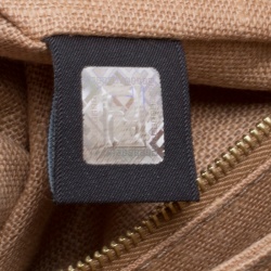 Pre Owned Fendi Black/Brown Croc Embossed Pequin Stripped Leather Large Claudia Shoulder Bag