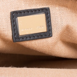 Pre Owned Fendi Black/Brown Croc Embossed Pequin Stripped Leather Large Claudia Shoulder Bag