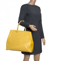 Fendi Yellow Saffiano Leather Large 2Jours Tote