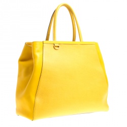 Fendi Yellow Saffiano Leather Large 2Jours Tote