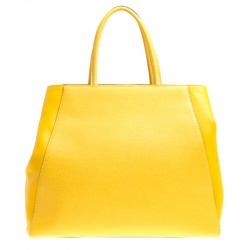 Fendi Yellow Saffiano Leather Large 2Jours Tote