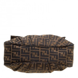 Pre Owned Fendi Tobacco Zucca Canvas Mia Flap Shoulder Bag