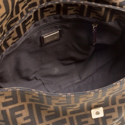 Pre Owned Fendi Tobacco Zucca Canvas Mia Flap Shoulder Bag