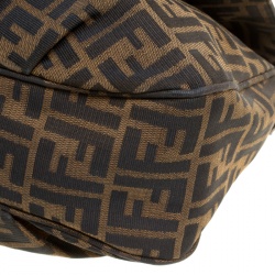 Pre Owned Fendi Tobacco Zucca Canvas Mia Flap Shoulder Bag