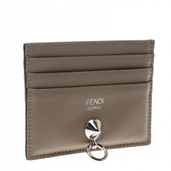 Pre Owned Fendi Beige Leather 6CC Card Holder