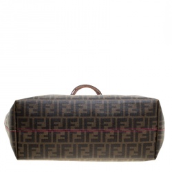 Pre Owned Fendi Tobacco Zucca Coated Canvas Spalmati Roll Shopper Tote