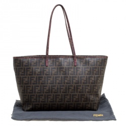 Pre Owned Fendi Tobacco Zucca Coated Canvas Spalmati Roll Shopper Tote