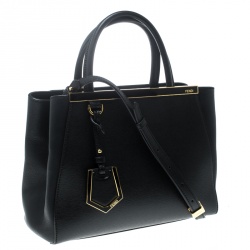 Pre Owned Fendi Black Leather Mini 2jours Tote