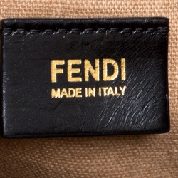 Pre Owned Fendi Tobacco Canvas Large Pequin Stripe Claudia Shoulder Bag