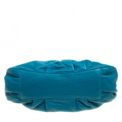 Pre Owned Fendi Turquoise Grained Leather Small Mia Tote