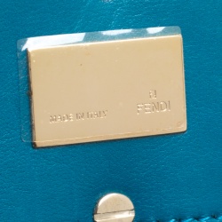 Pre Owned Fendi Turquoise Grained Leather Small Mia Tote