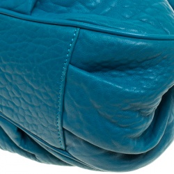 Pre Owned Fendi Turquoise Grained Leather Small Mia Tote