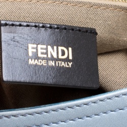 Pre Owned Fendi Tale Blue Leather Maxi Baguette Flap Shoulder Bag