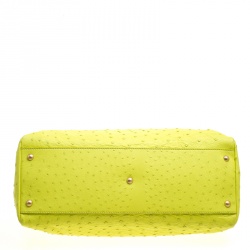 Pre Owned Fendi Neon Green Ostrich Large Peekaboo Top Handle Bag