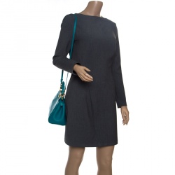 Pre Owned Fendi Green Leather Mini Peekaboo Top Handle Bag